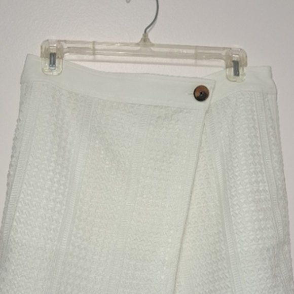 Derek Lam 10 Crosby Optic White Mini Eyelet Faux Wrap Skirt Size 8 - Picture 2 of 8